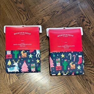 NWT Target Wondershop Festive Blue Tablecloth Set